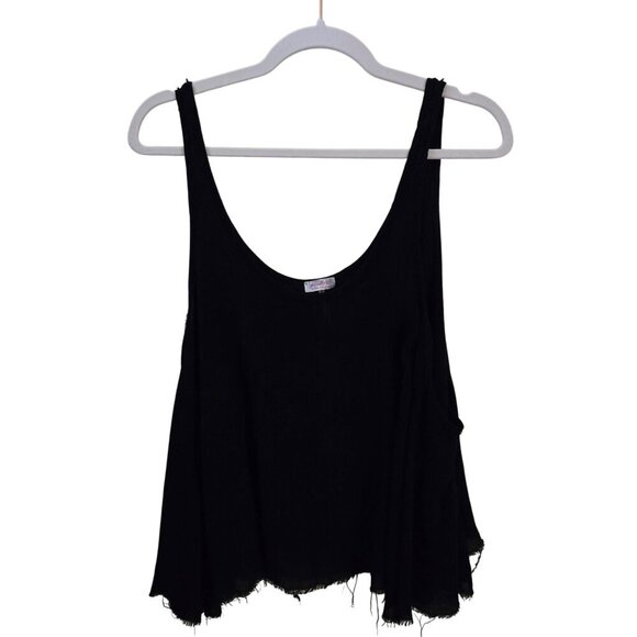 Free People Intimately Free Raw Asymmetric Hem Trapeze Tank Top Black Size M - Picture 1 of 7